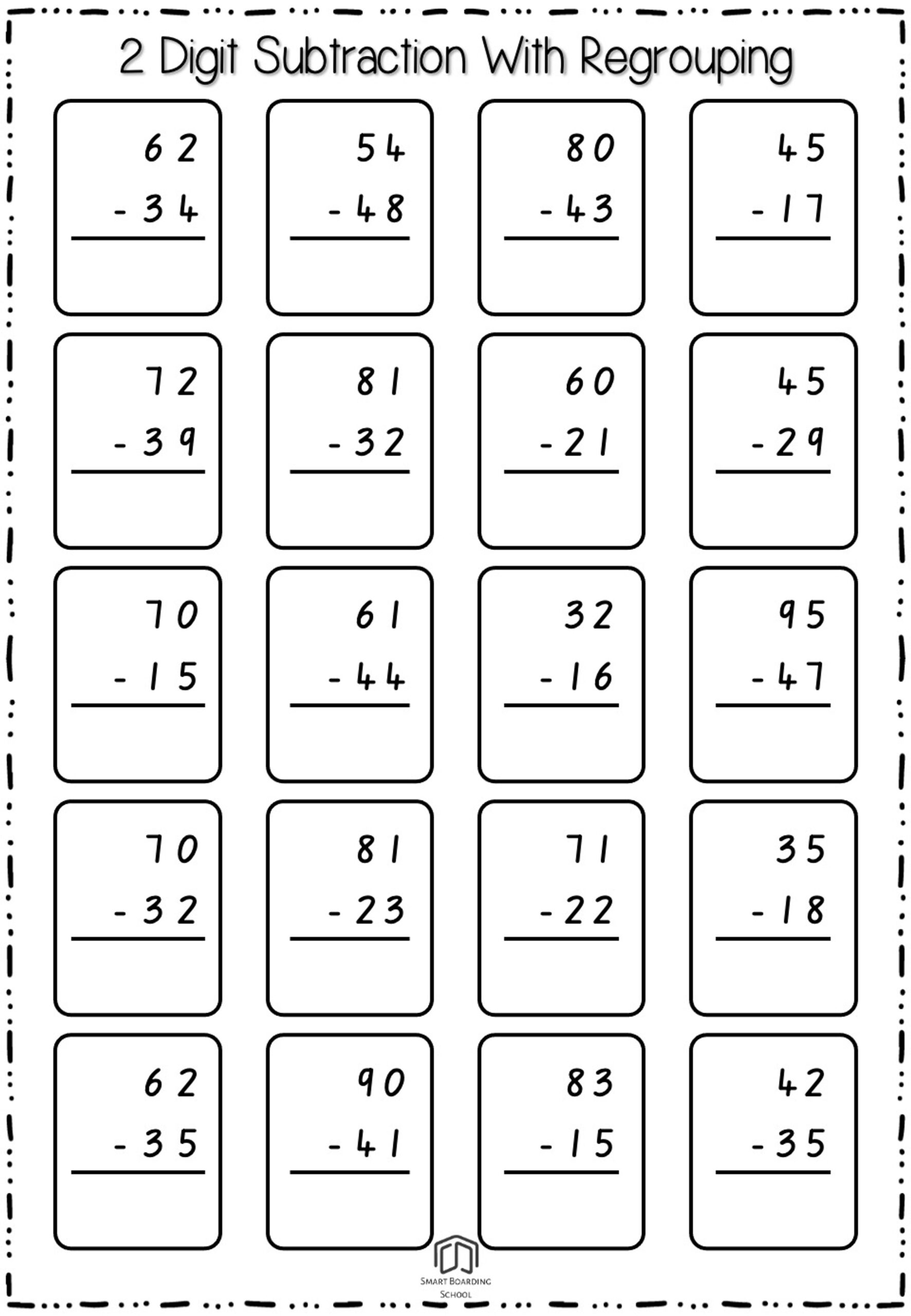two digit subtraction with regrouping
