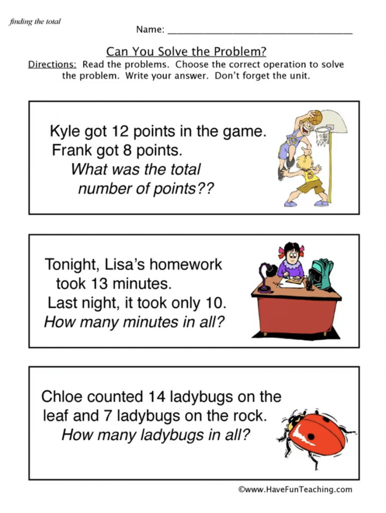 math word problems for 1st graders
