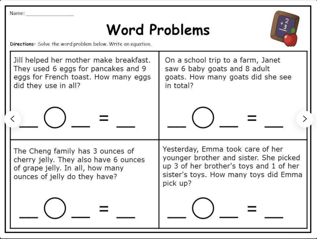 1st grade word problems