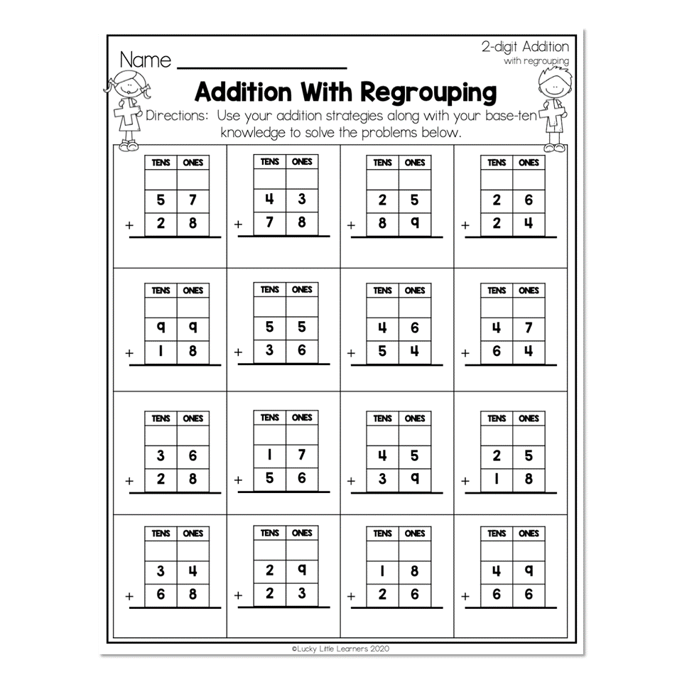 double digit addition with regrouping