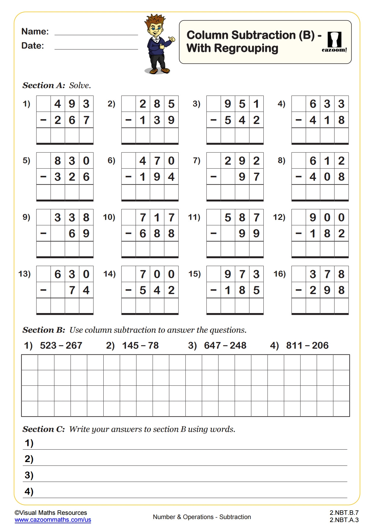 subtraction worksheets for grade 2