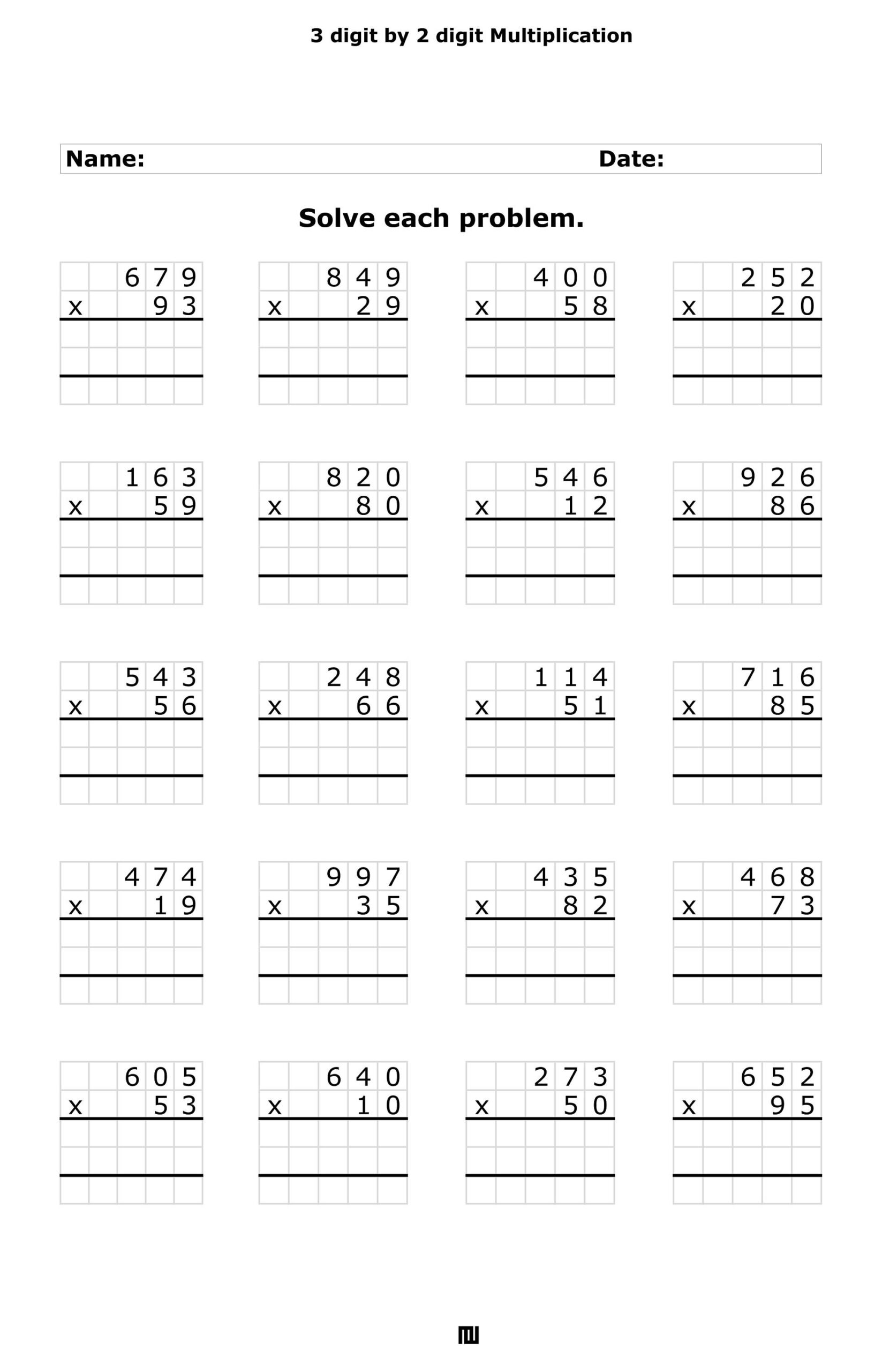 three digit by two digit multiplication