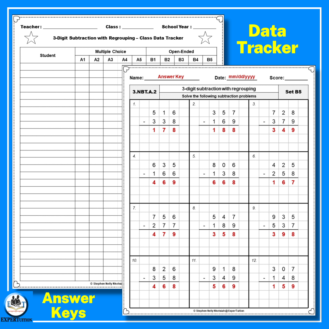 3 digit subtraction with regrouping worksheets