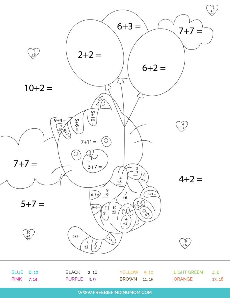 3 Free Addition Color By Number Printables