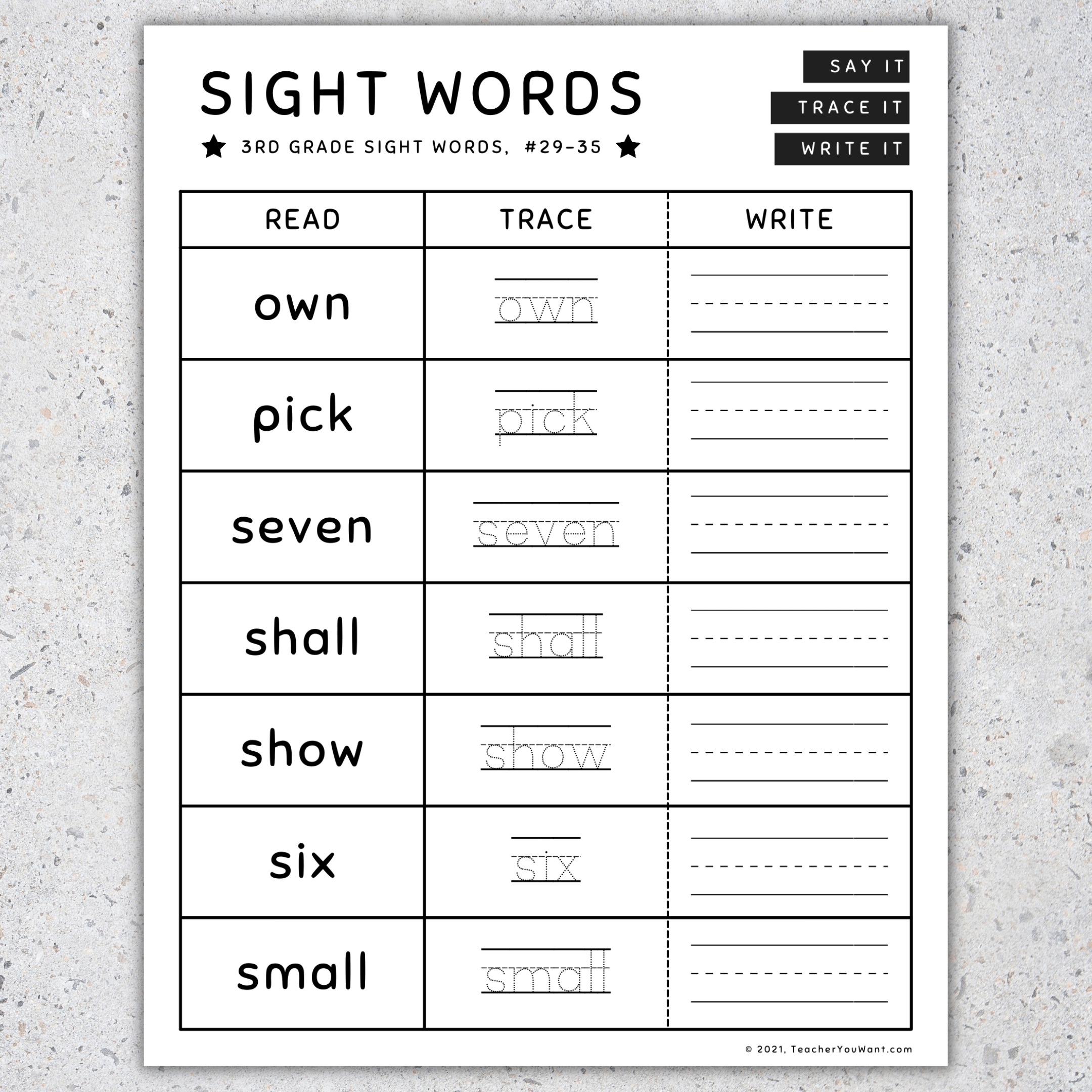 3rd Grade Sight Words Read Trace Write Worksheets Activities SET 4 Made By Teachers