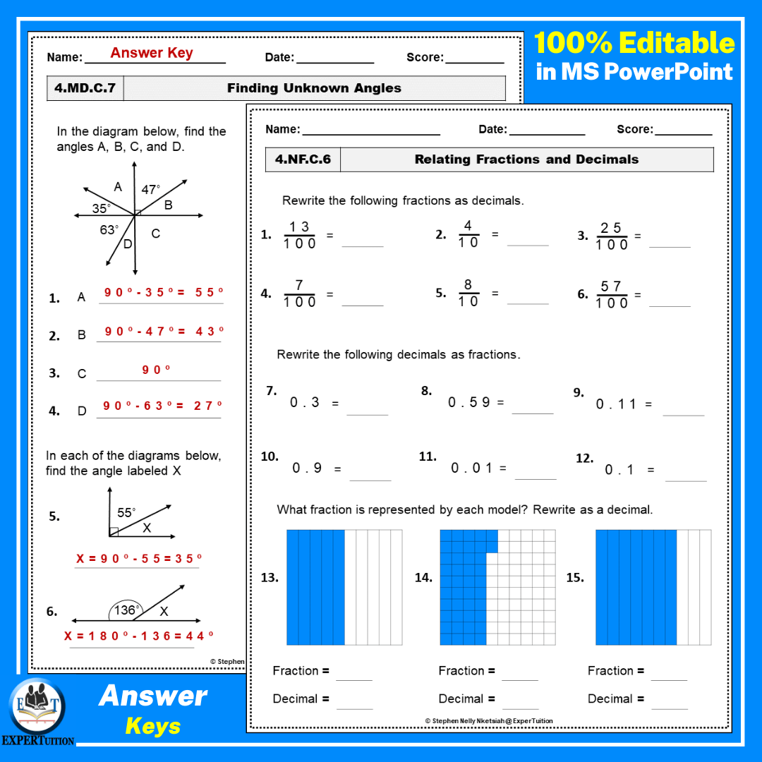 math worksheets for 4th grade