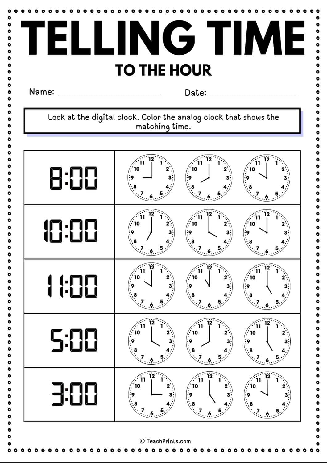 60 Free Telling Time Worksheets Teach Prints 60 Free Telling Time Worksheets Teach Prints