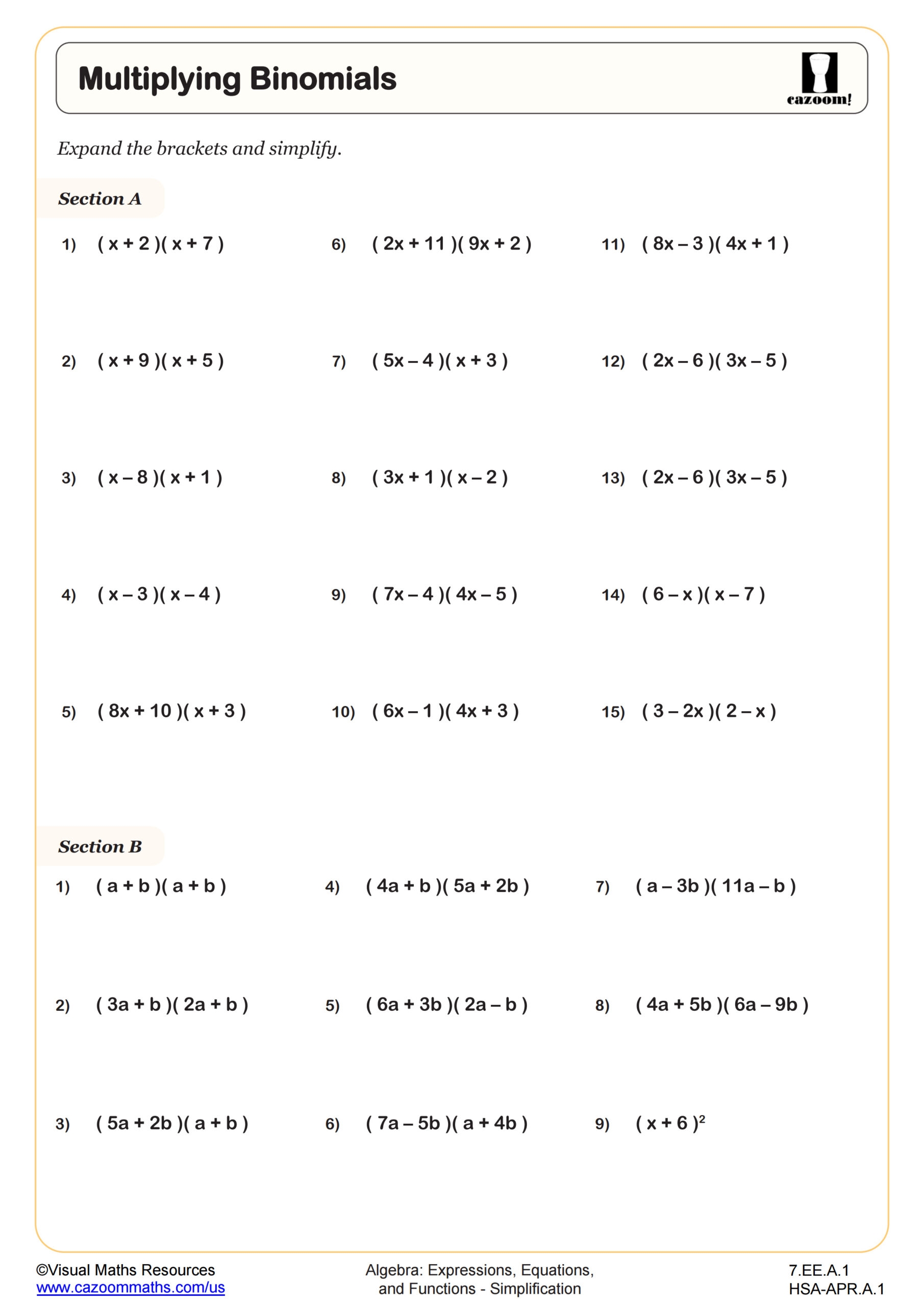 math worksheets grade 7
