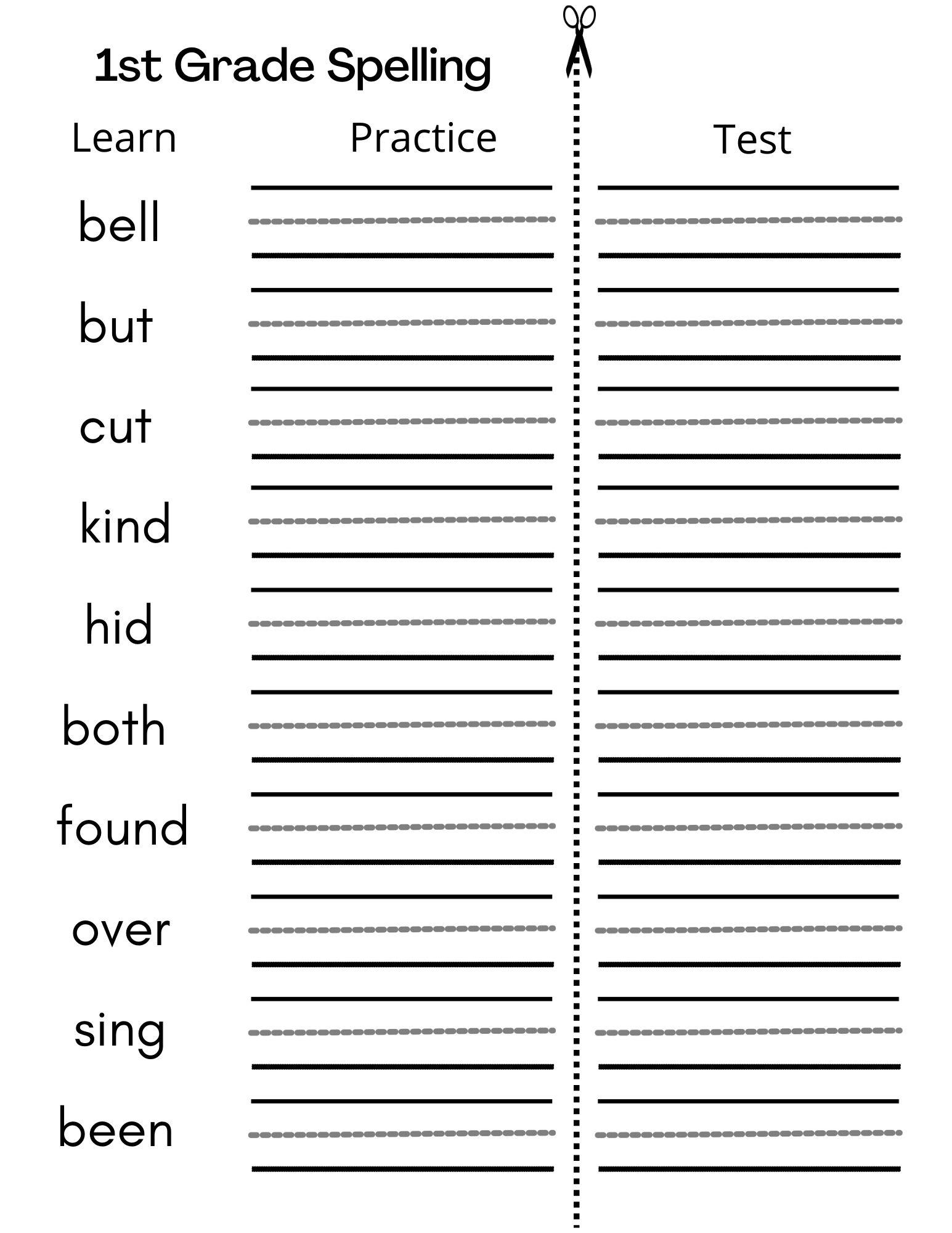 spelling worksheets for 1st graders