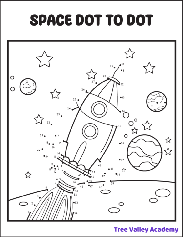8 Space Dot To Dot Coloring Pages Tree Valley Academy