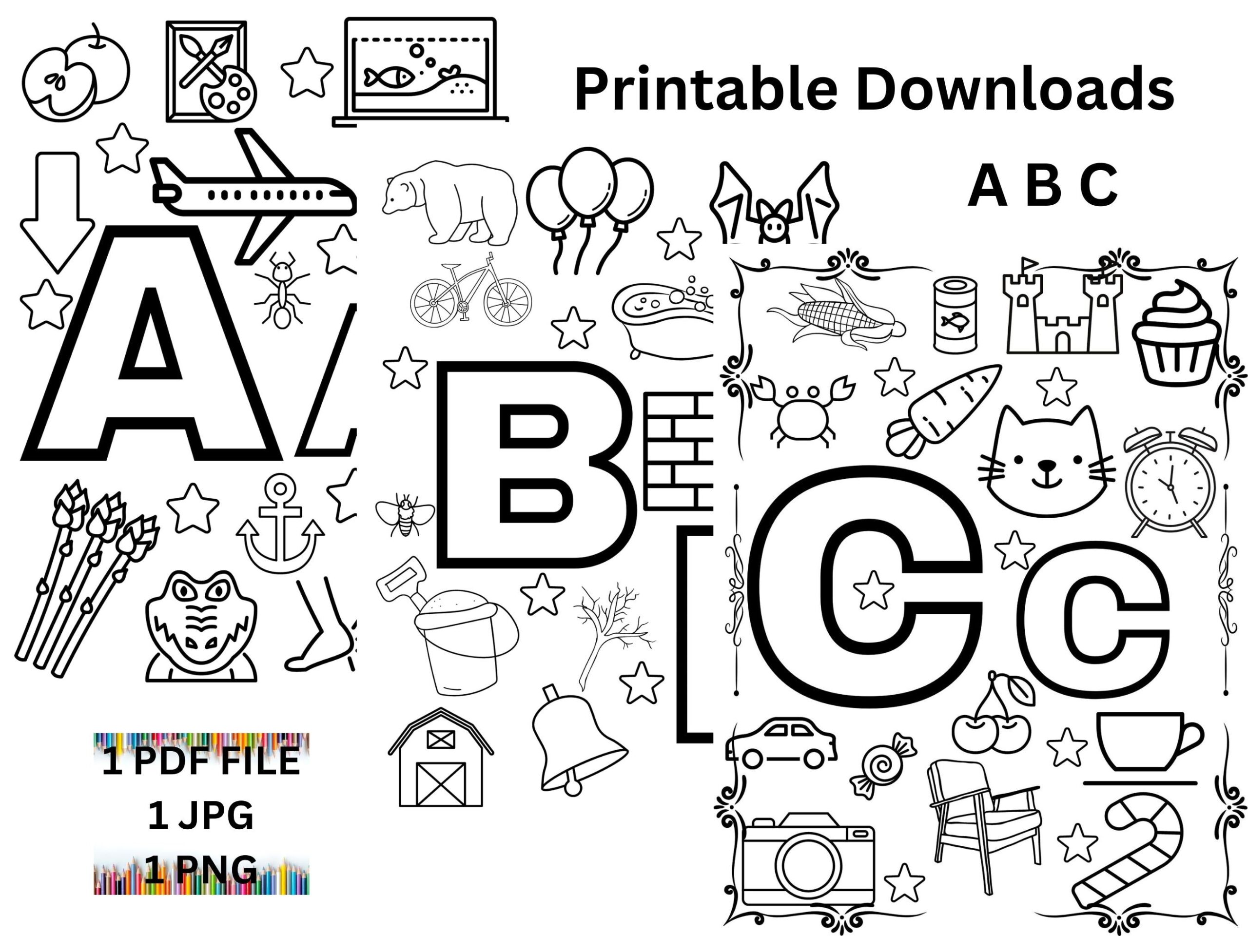 ABC Coloring Pages Preschool Alphabet Learning PDF Etsy Israel