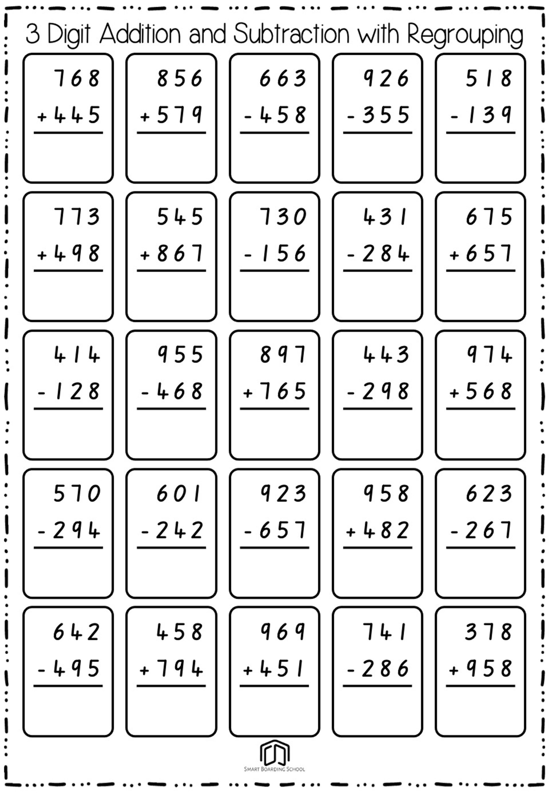 Addition And Subtraction With Regrouping