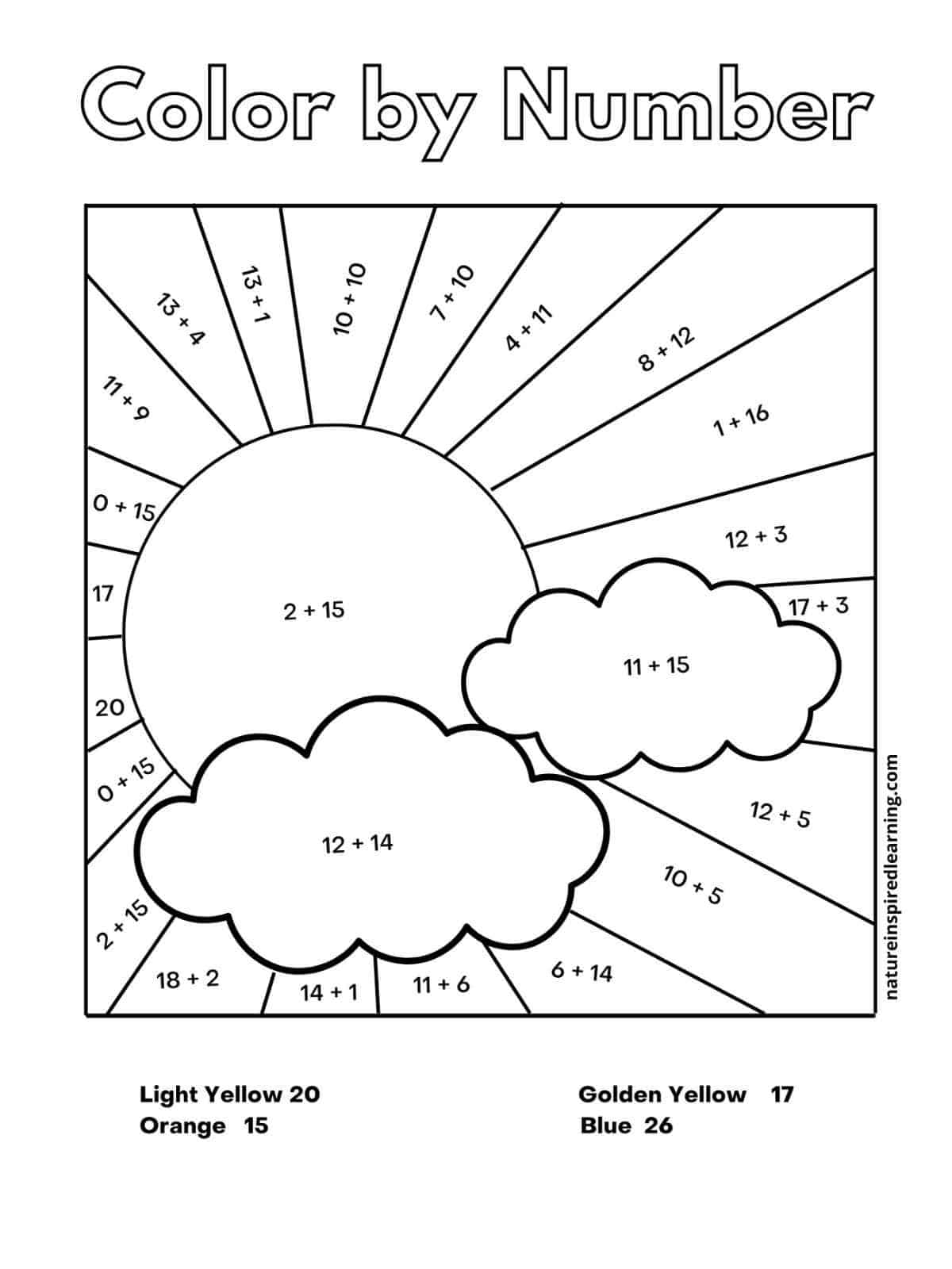 Addition Color By Number Worksheets Nature Inspired Learning Worksheets Library