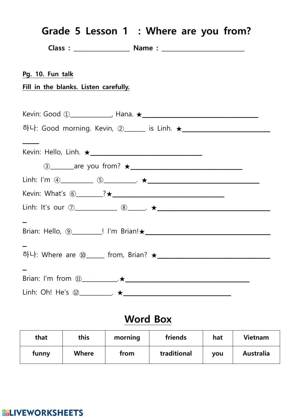 5th grade english worksheets