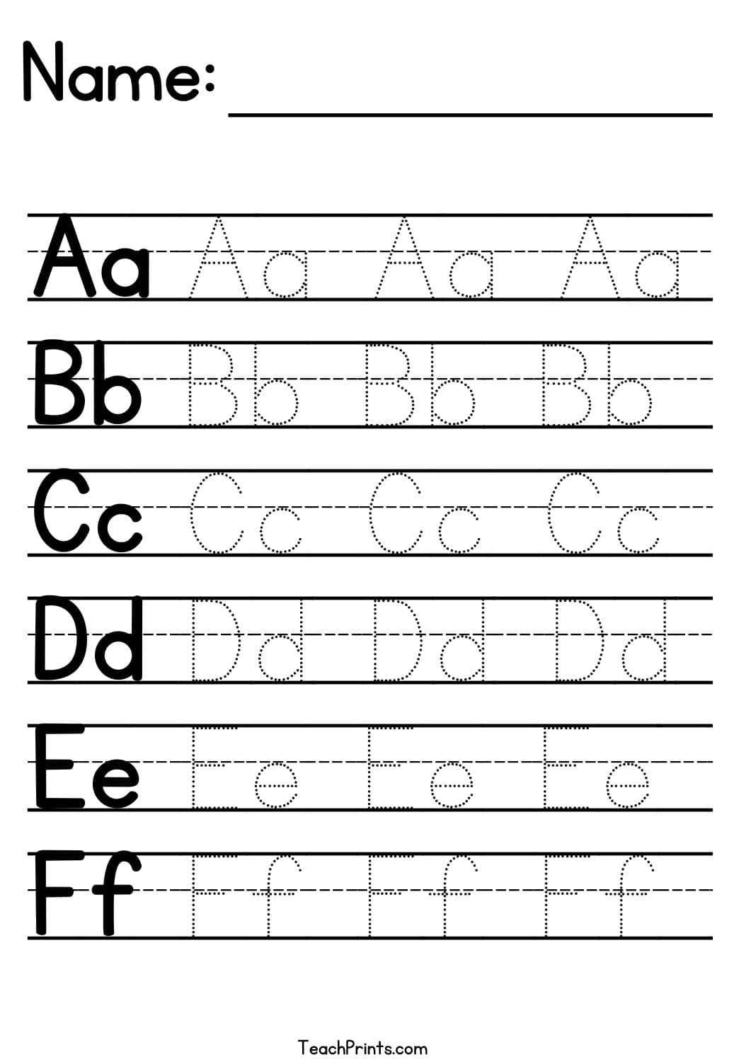 tracing letters practice sheets