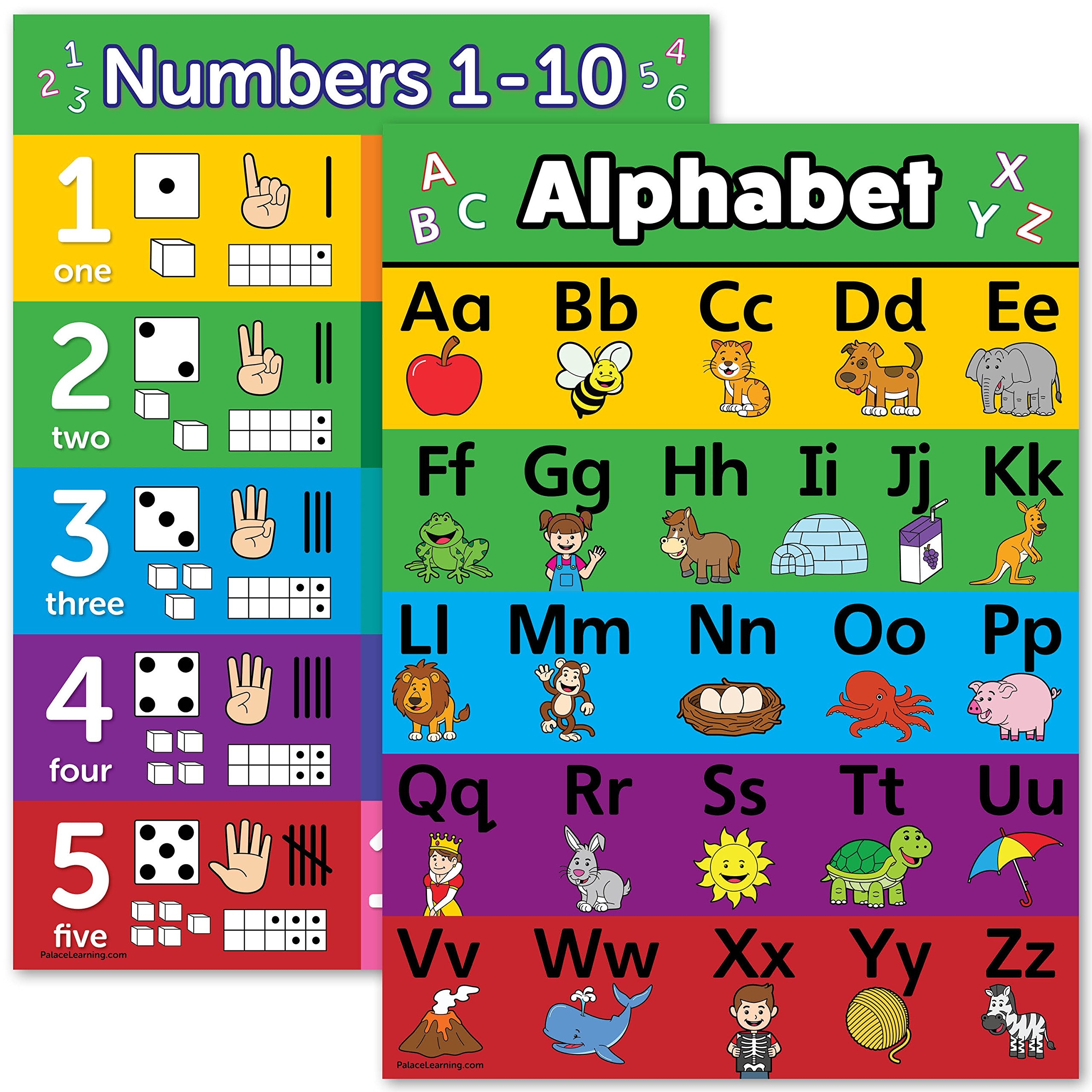 Amazon Palace Curriculum ABC Alphabet Numbers 1 10 Visual Learning Poster Chart Set LAMINATED 18 X 24 LAMINATED Office Products