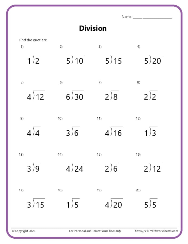 division problems for 5th graders