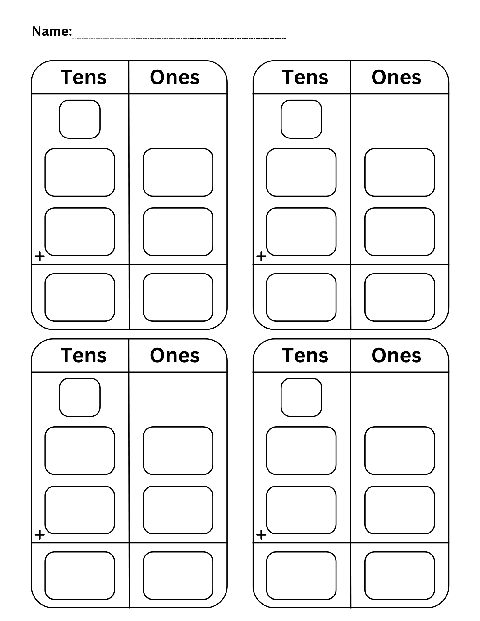 Blank 2 Digit Addition Worksheets Two Digit Addition Regrouping Template Made By Teachers