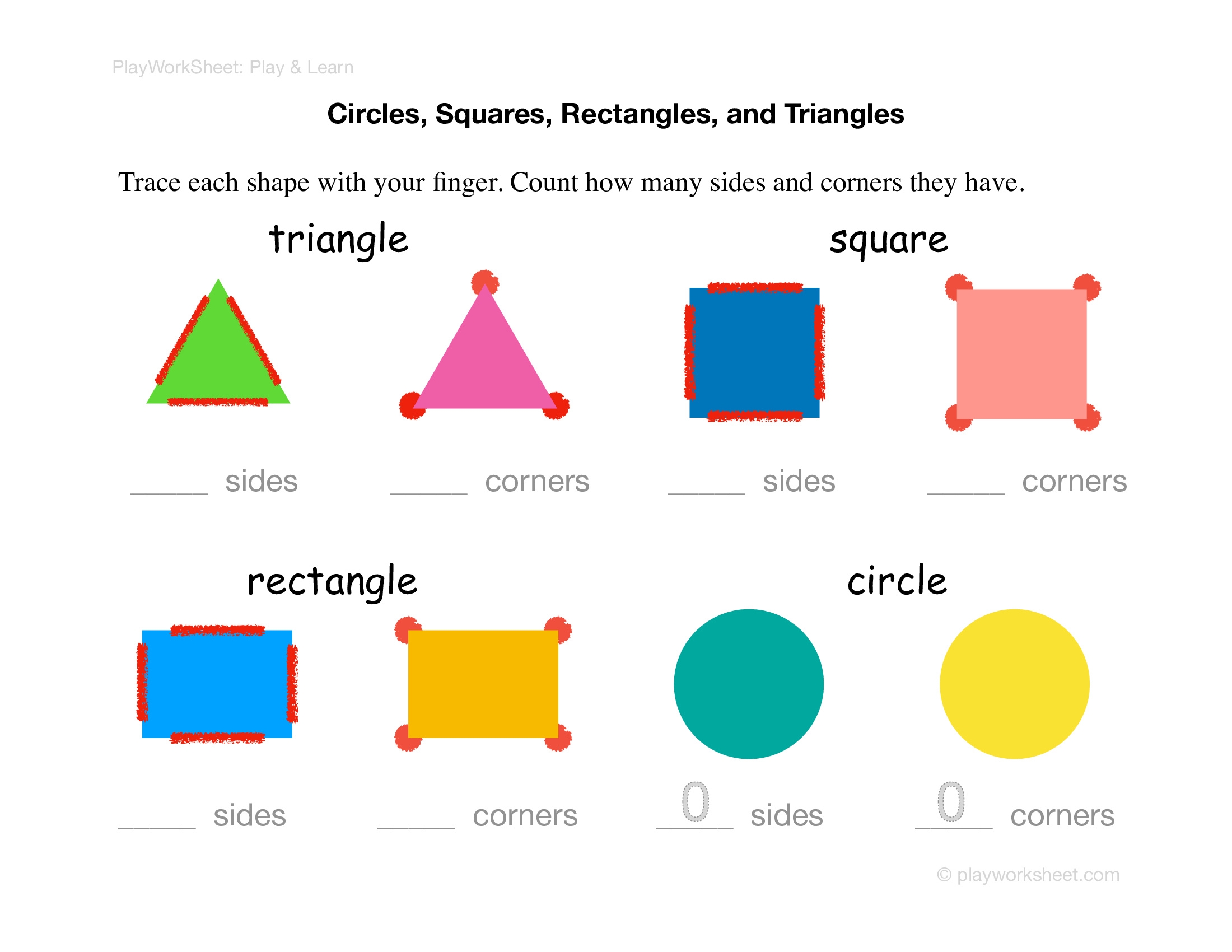 Counting Sides And Corners Of Triangle Square Rectangle And Circle Free Printables For Kids