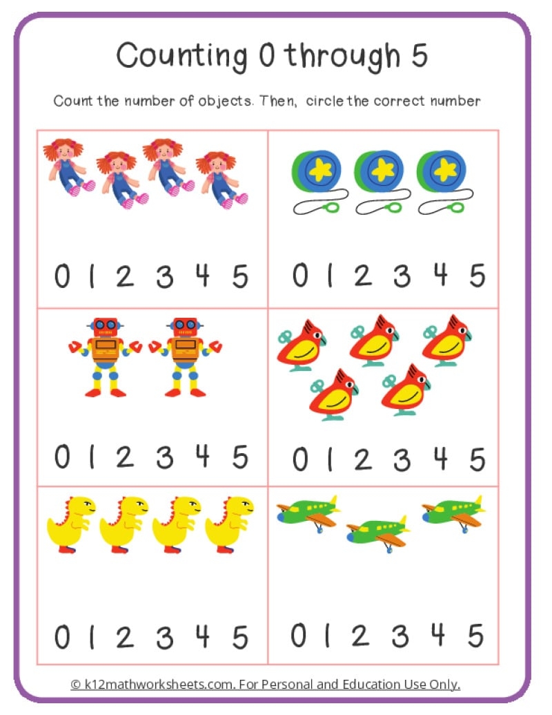 Counting Worksheets K12MathWorksheets