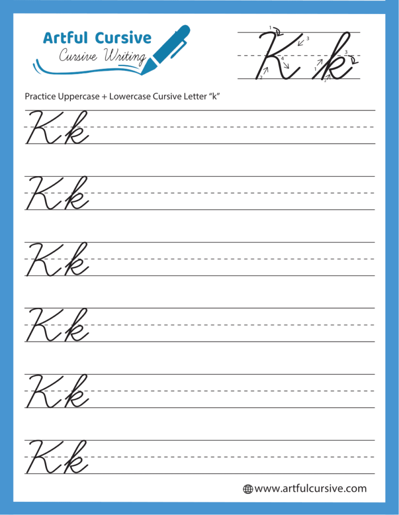 Cursive Alphabet Letter K Worksheet