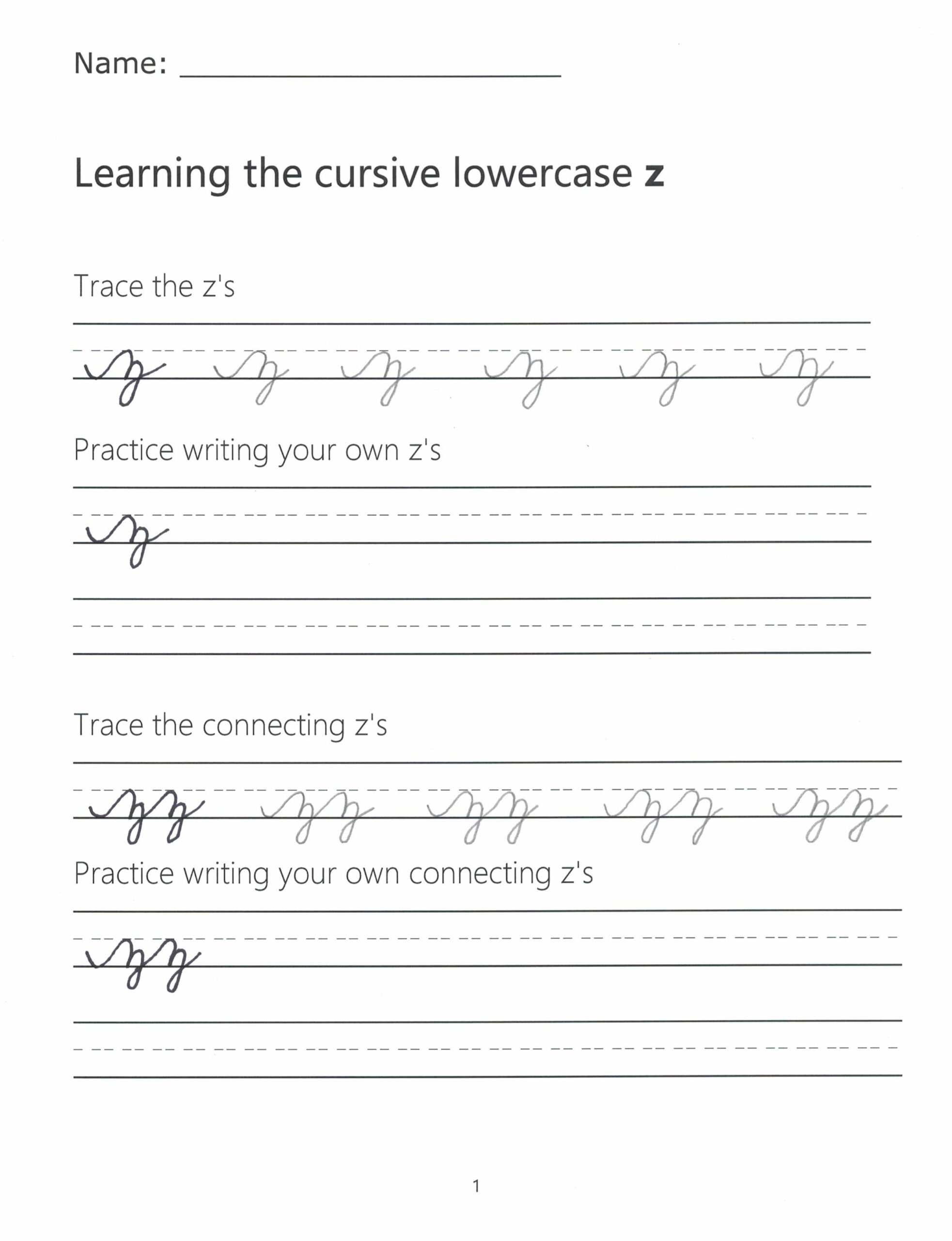 Cursive Z How To Write A Lowercase Z In Cursive