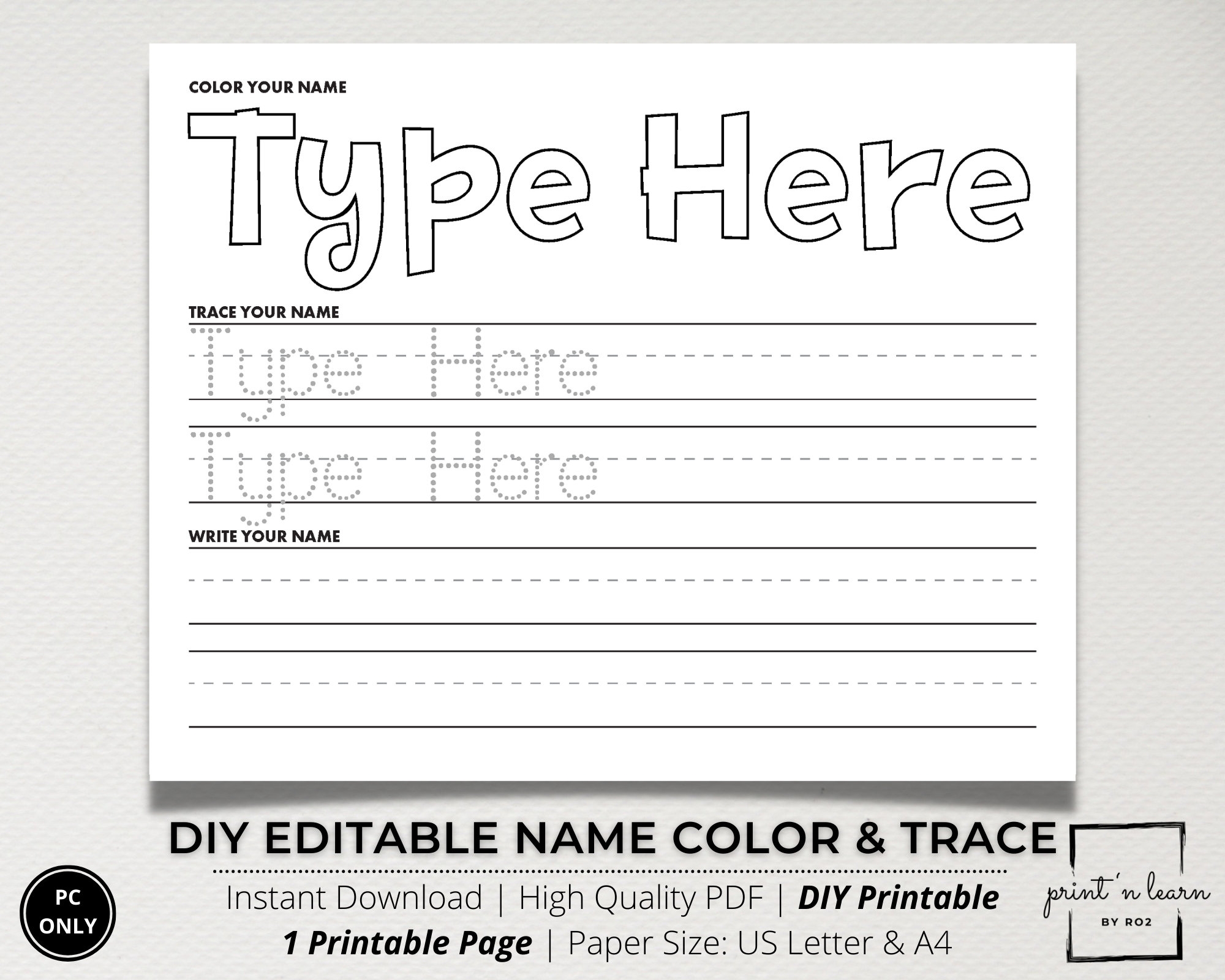 Custom Name Tracing Sheet Handwriting Practice Name Writing Name Worksheet Editable Name Tracing Name Trace Worksheet Printable DIY Etsy Denmark