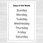 Days Of The Week Printable Chart Pre k Learning digital Download Etsy