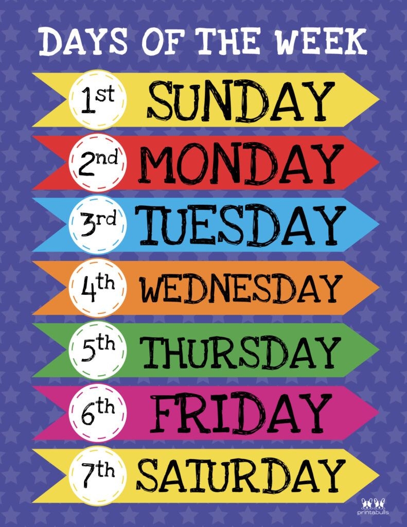 printable days of the week