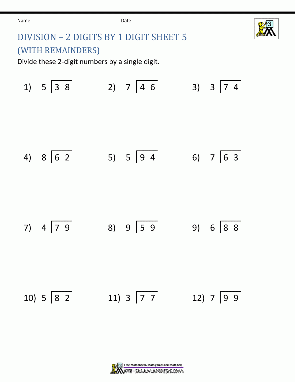 Division Worksheets 3rd Grade Worksheets Library