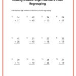 Double Digit Addition With Regrouping Worksheets