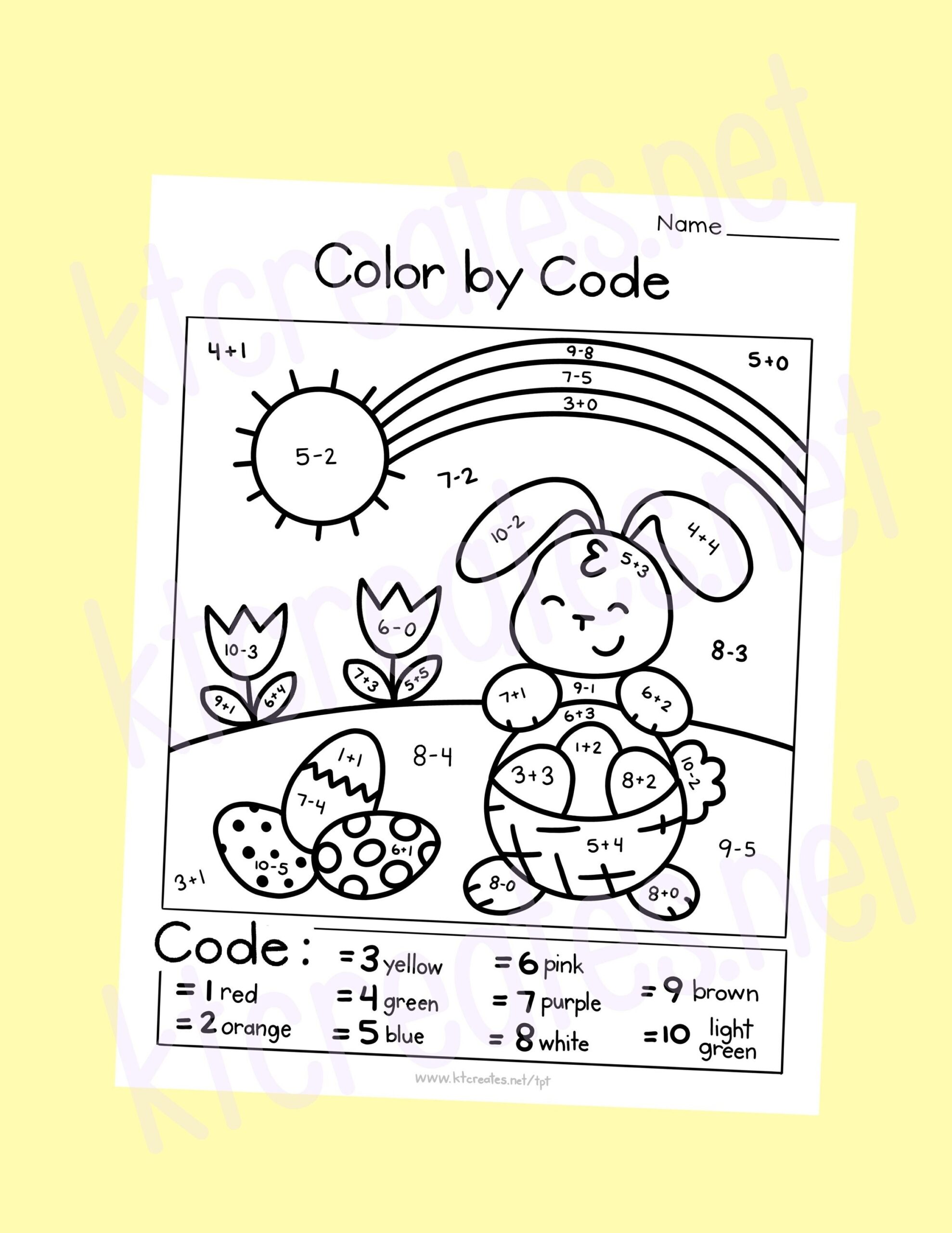 color by code math worksheets