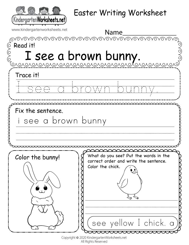 writing worksheets for kindergarten
