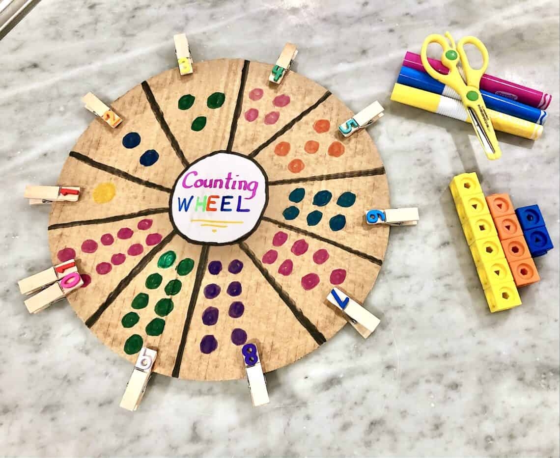 Easy Preschool Learning Activity Clothespin Counting Wheel