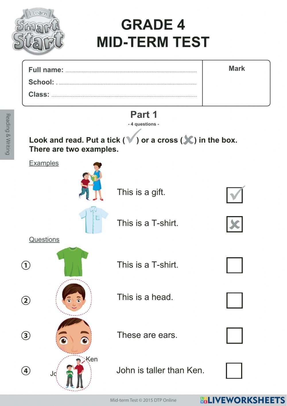English Grade 4 Worksheet Worksheets Library