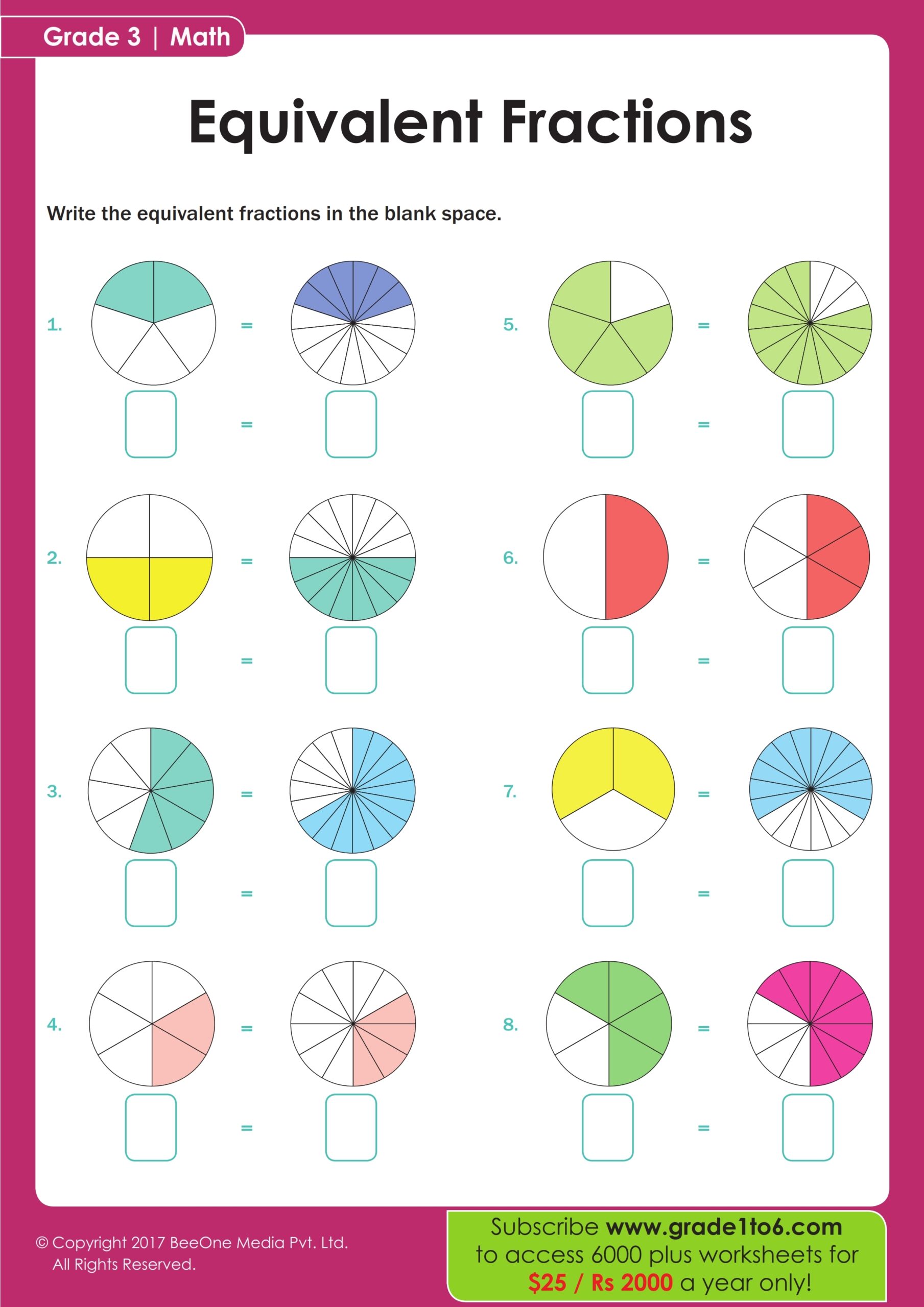 Equivalent Fractions Worksheet For Grade 3 Worksheets Library