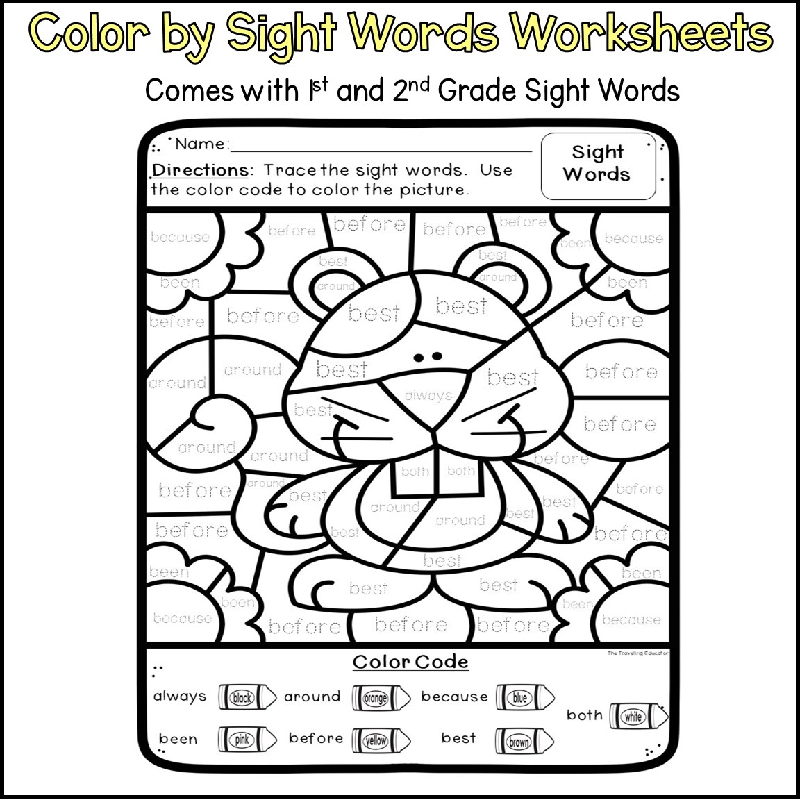 Fall Color By Sight Words For 1st And 2nd Grade The Traveling Educator