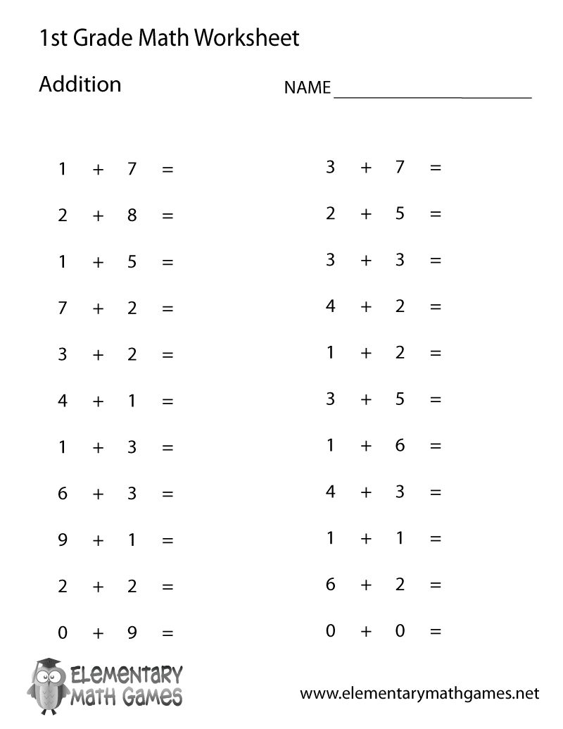 math sheets for 1st grade