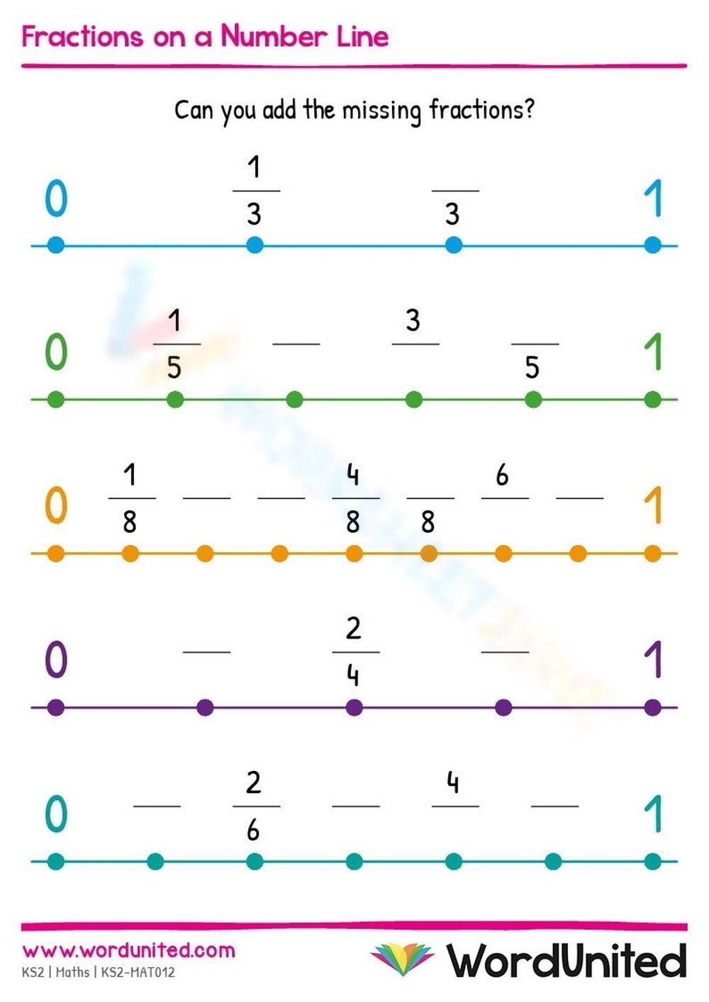 Fractions On A Number Line Worksheets Printable