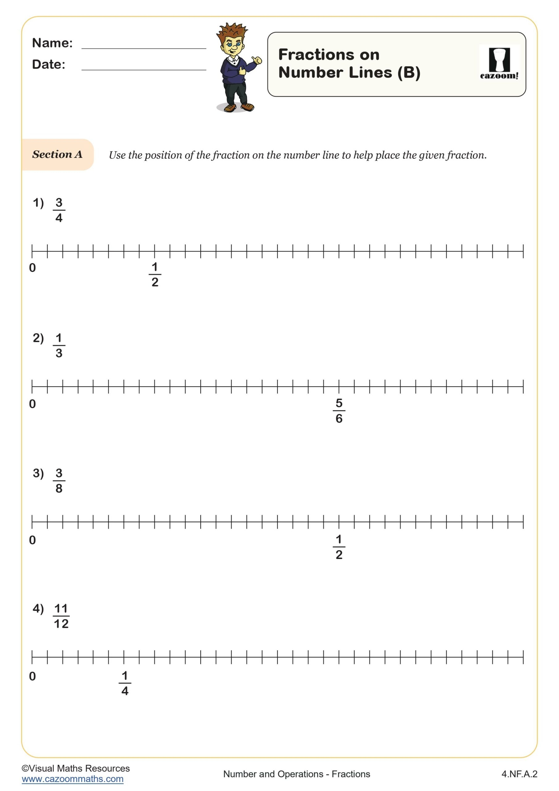 fractions on a number line worksheet