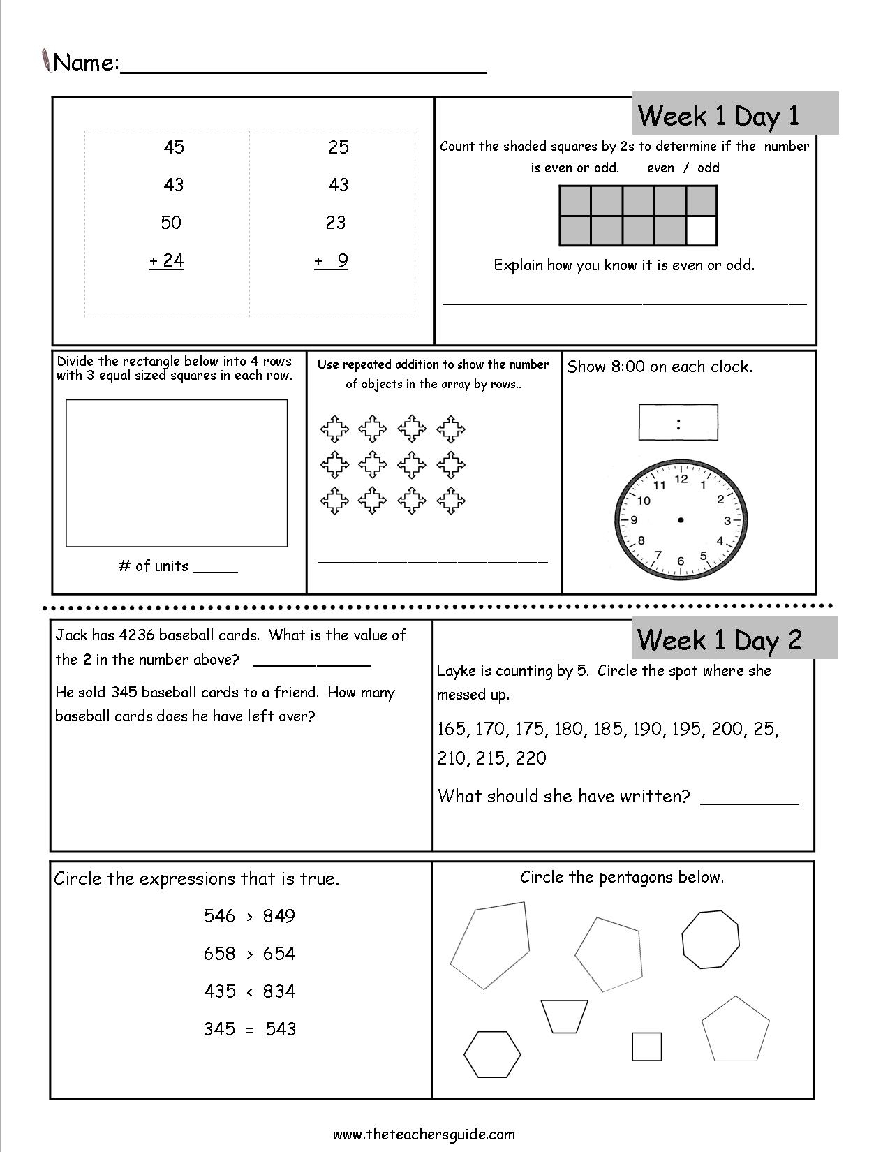 math pages for 3rd graders to print