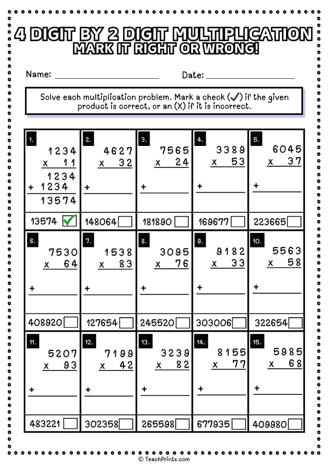multiplication sheets for 4th graders