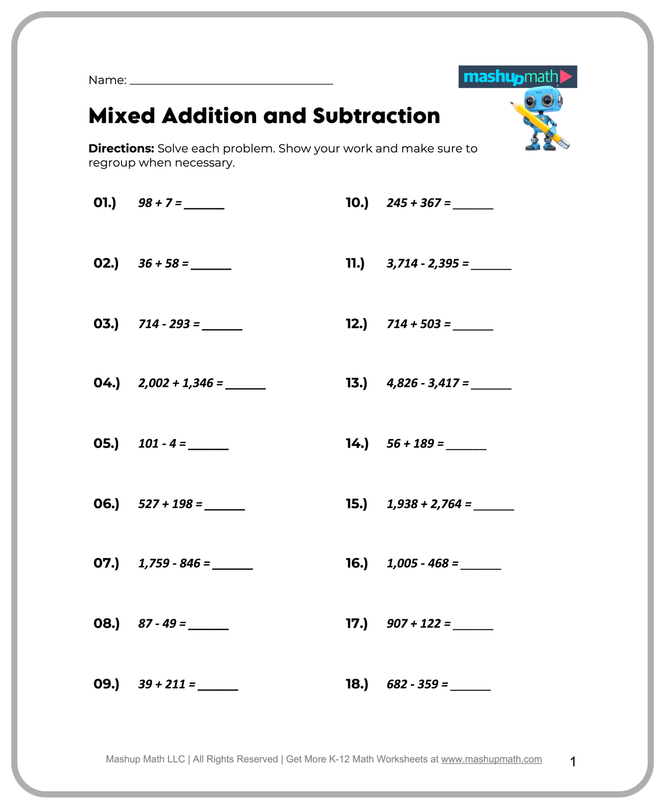Free 4th Grade Math Worksheets Printable Mashup Math Free 4th Grade Math Worksheets Printable Mashup Math