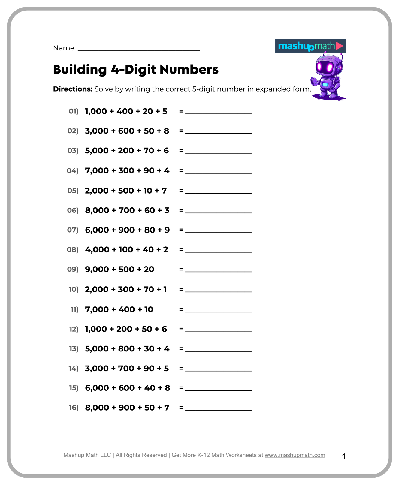 5th grade math worksheets