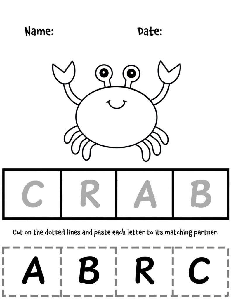 Free Letter Cut Paste Worksheets For Pre K The Hollydog Blog