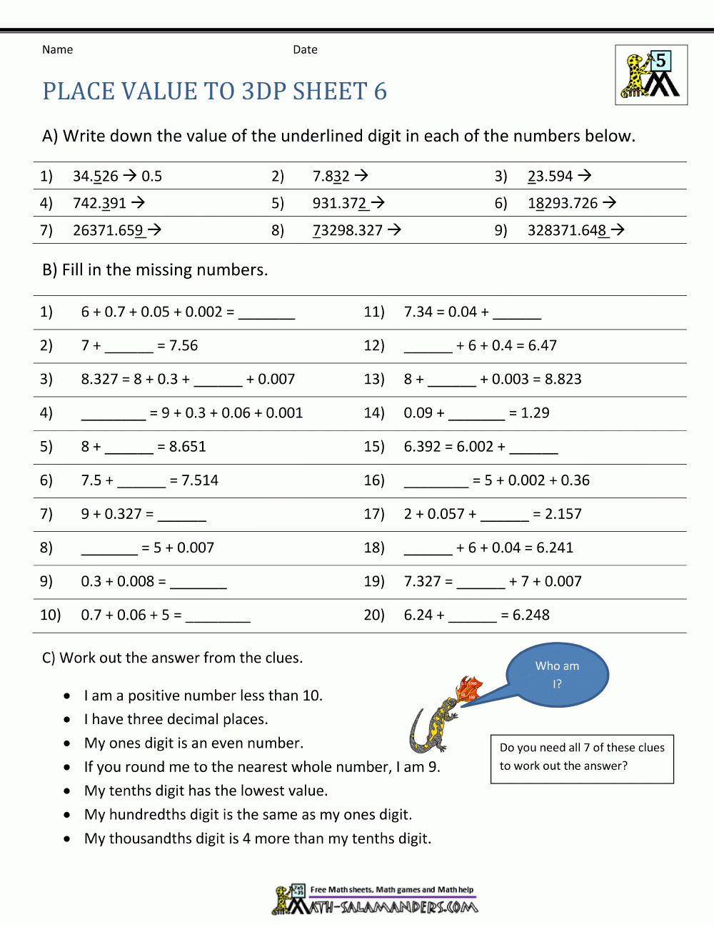 Free Place Value Worksheet With Decimals For 5th Grade Download Free Place Value Worksheet With Decimals For 5th Grade Png Images Free Worksheets On Clipart Library