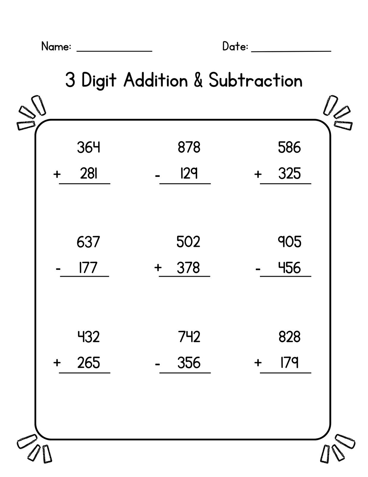 math worksheets for 3rd grade