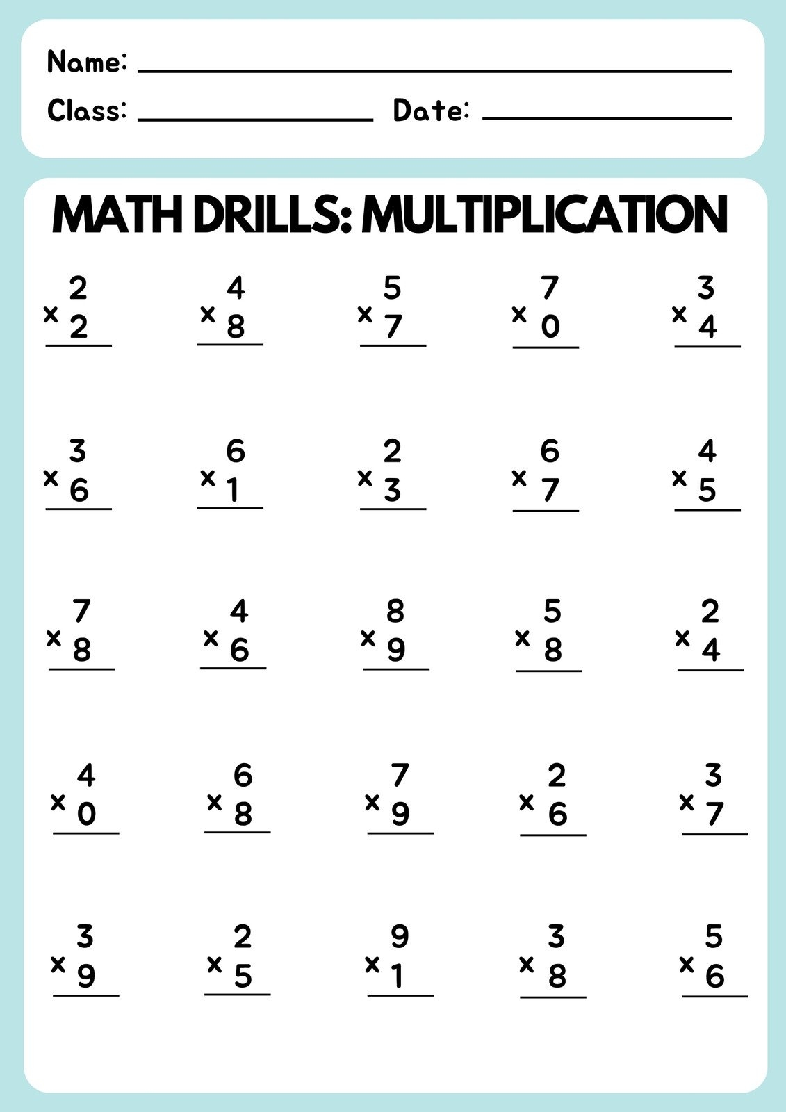 FREE PRINTABLE MULTIPLICATION WORKSHEETS WonkyWonderful Worksheets Library