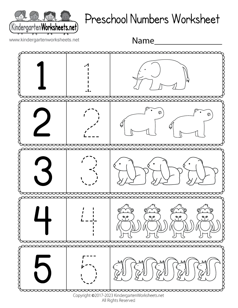 Free Printable Preschool Numbers Worksheet Worksheets Library