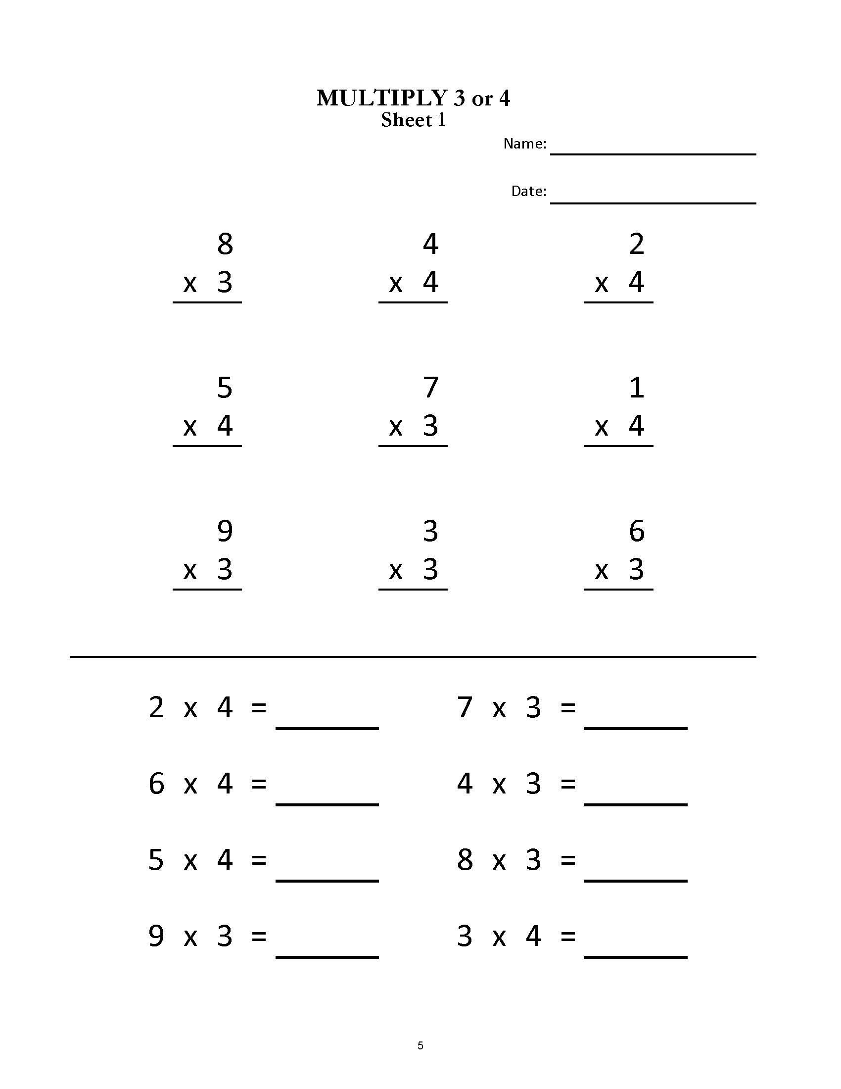 Grade 2 3 Multiplication Worksheets 20 Printable Math Sheets PDF Etsy